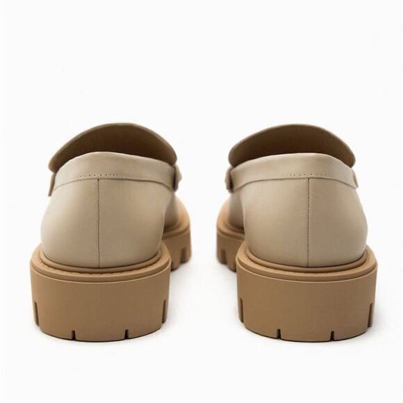 ZARA BUCKLE LEATHER LUG SOLE LOAFERS - Picture 8 of 10